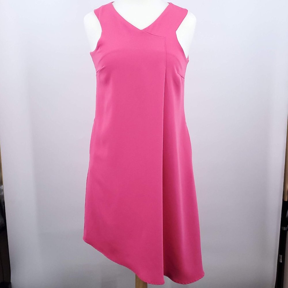 Cupio Asymmetric Draped Shift Dress Pink S